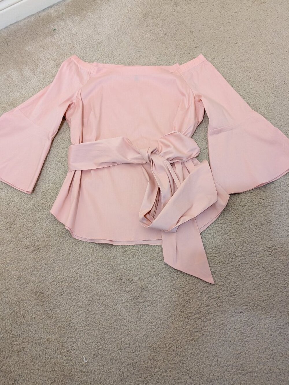 White House Black Market Ballerina Bell Sleeve Off The Shoulder Poplin Blouse XL
